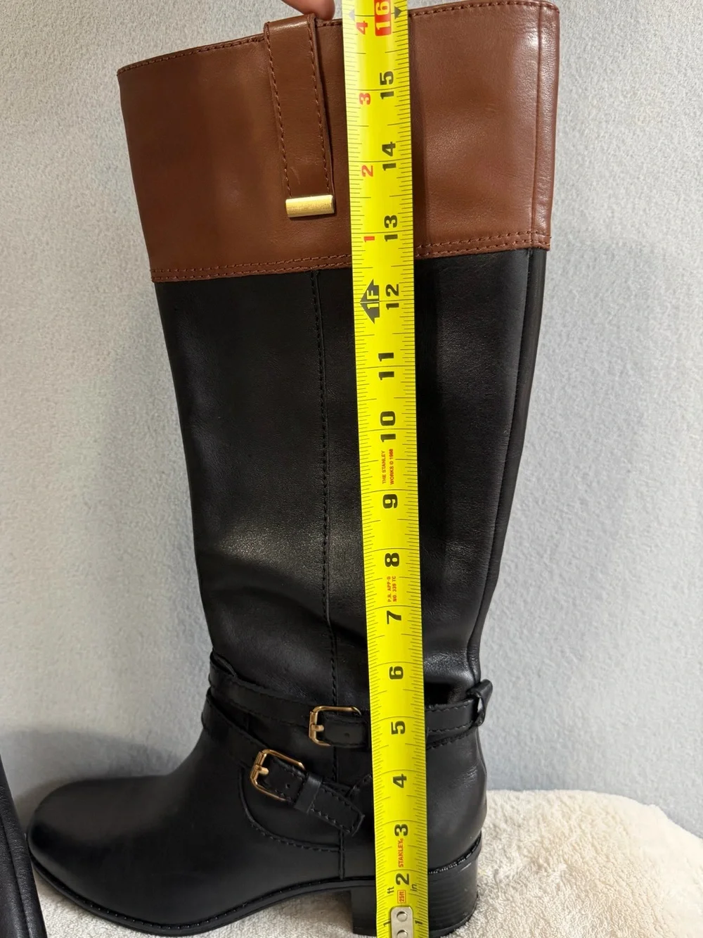 Bandolino Carlota Boots Two-Tone Black/Brown Size 6M Women’s Leather Block Heel